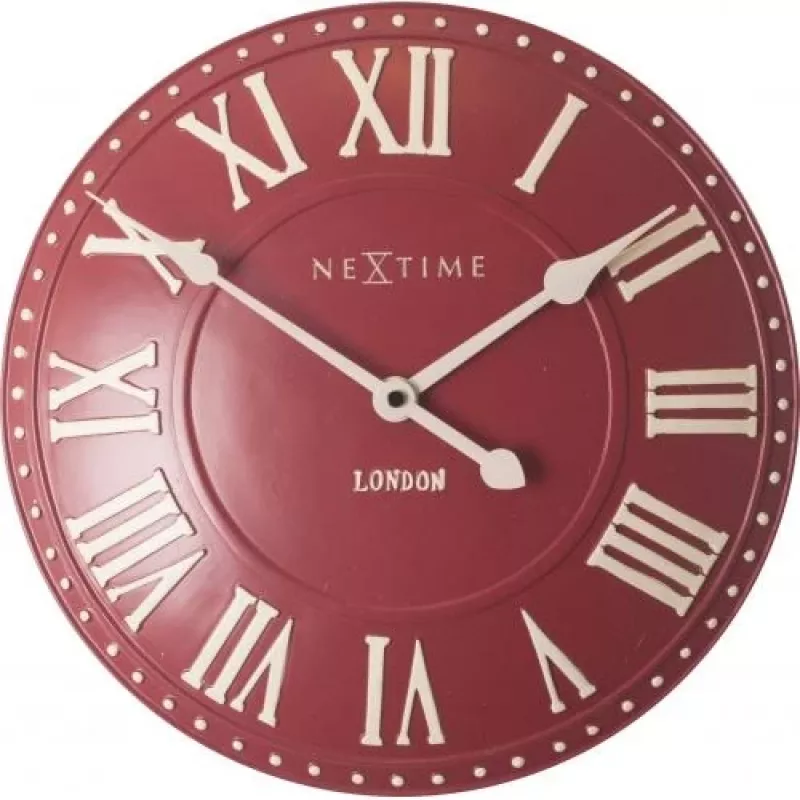 NeXtime zegar 3083ro London Roman, Ø34,5 cm, na ścianę, Czerwony/Biały