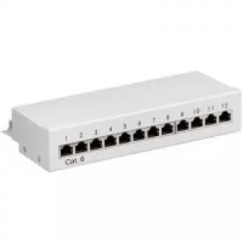 Wentronic Goobay CAT 6 Mini/Desktop Patch Panel, 12 portów, szary - STP ekranowany, szary (69306)