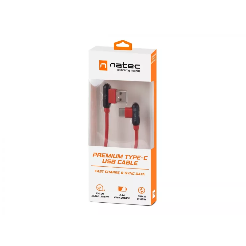 Kabel USB NATEC NKA-1201 USB 2.0 1m USB A USB C Czarny Czerwony