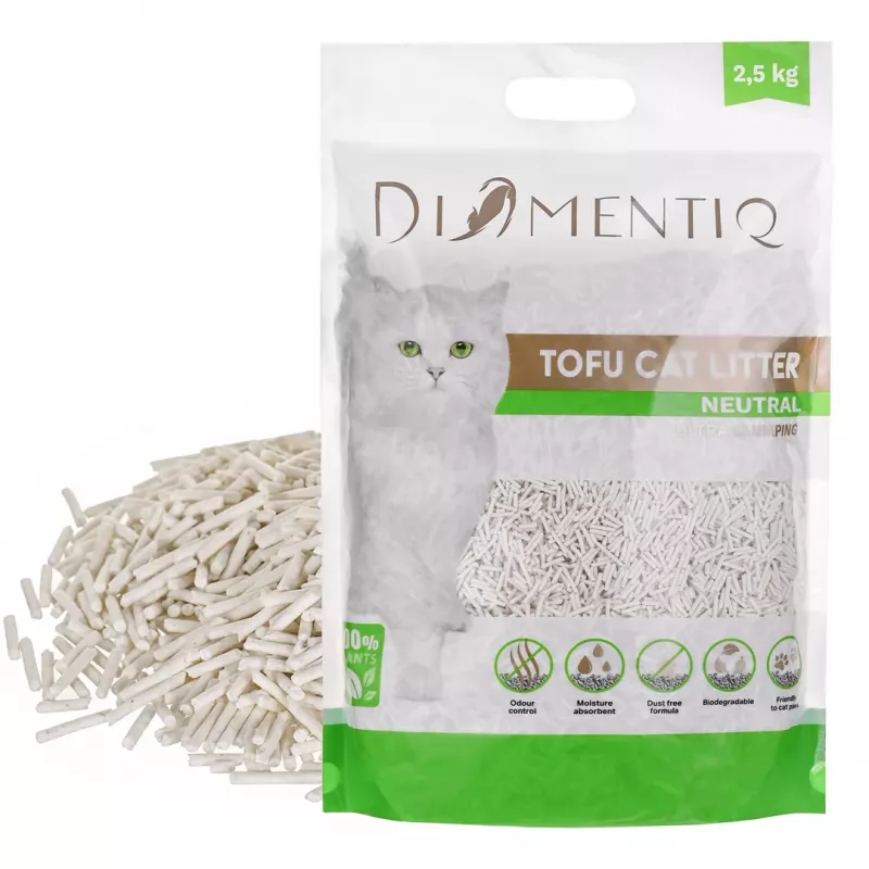 DIAMENTIQ Tofu Neutral Ultra clumping - żwirek roślinny - 2,5 kg