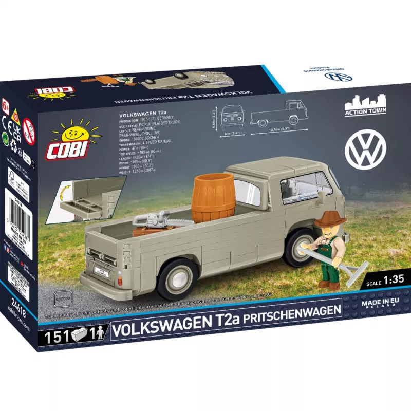 Cobi model kit Volkswagen T2a flatbed truck 1:35 scale szary