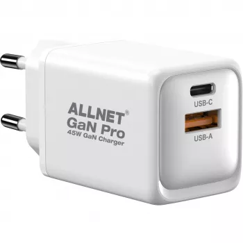 Zasilacz ALLNET PSU-GaNPD-USB-1A1C-45W USB-C PD i USB-A QC 45W ładowarka GaN
