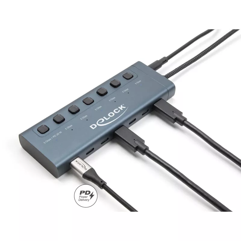DeLOCK 63410 USB 3.2 Gen 1 Type-C Hub 5000 Mbit/s Niebieski
