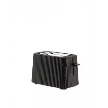 Toster Alessi MDL08B Czarny — Design Plissé, 6 stopni przyrumieniania, tryb bajgiel/rozmrażanie/podgrzewanie, 340×185×250 mm