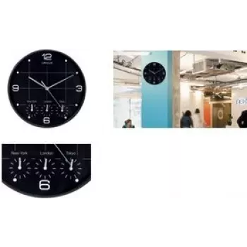 Zegar ścienny unilux ON TIME, kwarcowy, Ø 300 mm, czarna obudowa, białe cyfry, wskazówka sekundowa, obudowa z tworzywa sztucznego