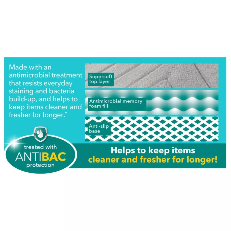 Mata łazienkowa Beldray LA032647LGRYUFFEU7 Antibac Chevron z pianki memory, antybakteryjna, szara