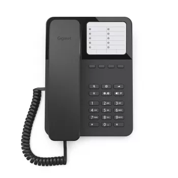 Przewodowy telefon biurkowy Gigaset Desk400 — przewodowy telefon stacjonarny, czarny, model DESK 400
