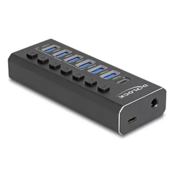 DeLOCK 64326 koncentrator interfejsów USB 3.2 Gen 2 (3.1 Gen 2) Type-C 10000 Mbit/s Czarny