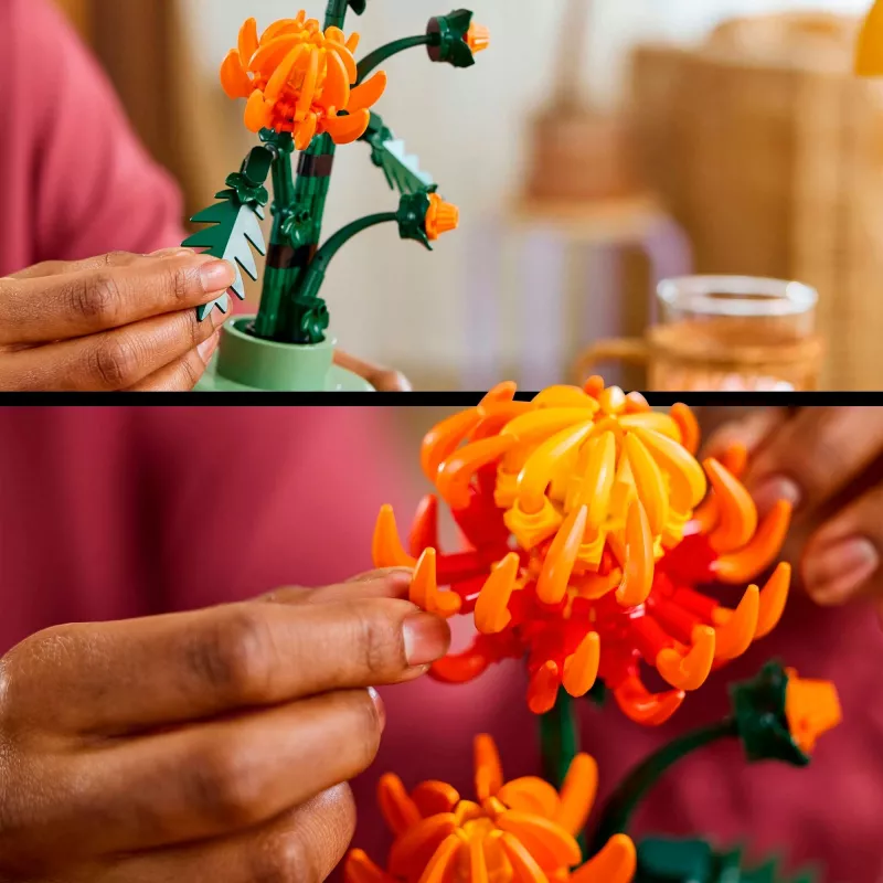 LEGO Icons Zestaw Klocków Kwiat Chryzantemy Kreatywny Model dla Dorosłych Sztuczna Roślina Prezent dla Kobiet Mężczyzn Jej lub Jego Dom Biuro Dekoracja