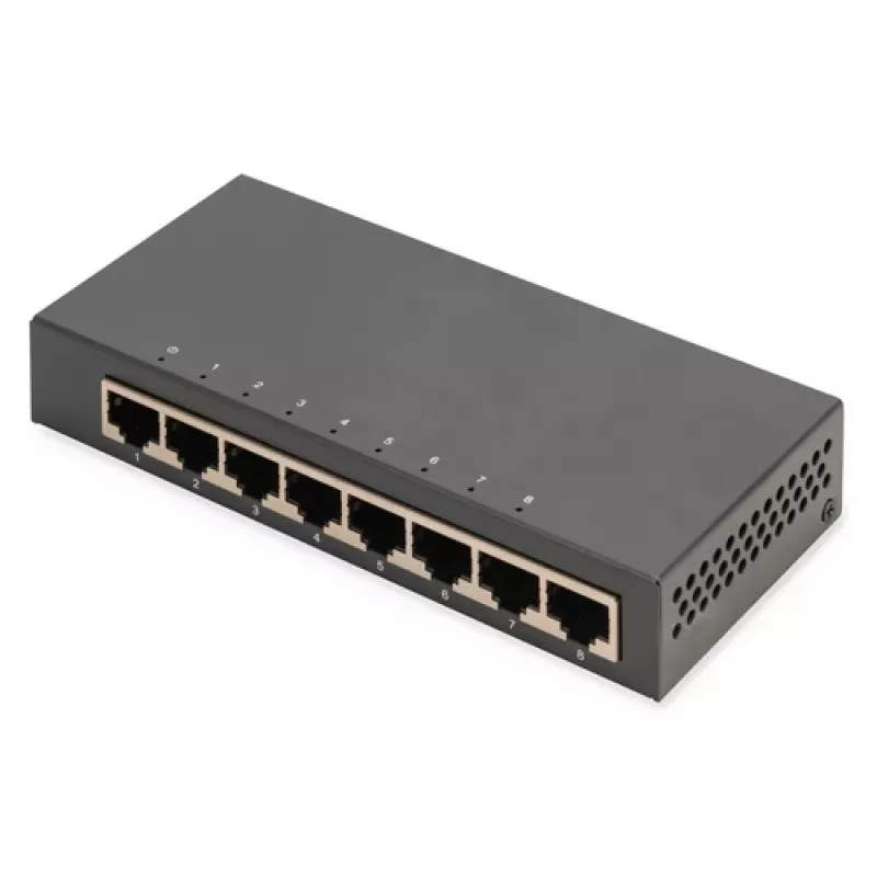 Niezarządzalny przełącznik Digitus 8-portowy Gigabit Ethernet 10/100/1000 w metalowej obudowie