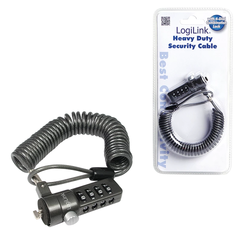 LogiLink NBS004 kabel Lock Czarny 1.8 M