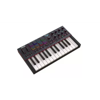 Klawiatura MIDI AKAI MPK MINI 4 Czarna — 25 klawiszy, 8 padów, 8 enkoderów, arpeggiator, USB-C, wyjście MIDI