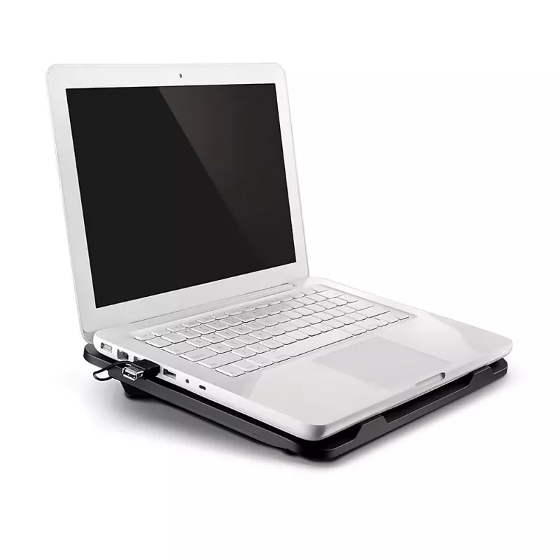 Podkładka chłodząca MEDIA-TECH MT2660 — chłodziarka do laptopa zasilana przez USB, 1 wentylator 13,5 cm, 20 CFM, 1000 RPM, 330×250×40 mm, 327 g, podświetlenie
