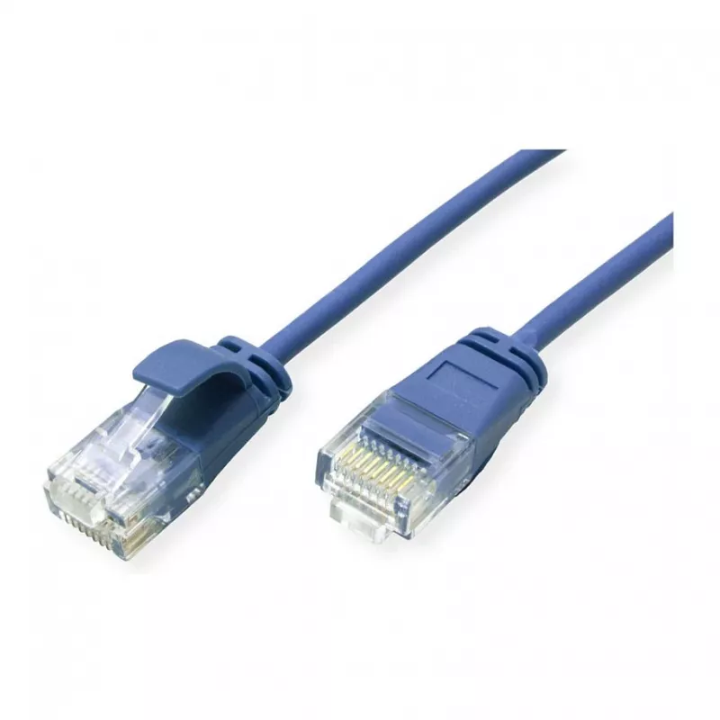 ROLINE GREEN UTP kabel krosowy Cat.6A (klasa EA), LSOH, cienki, niebieski, 0,15 m