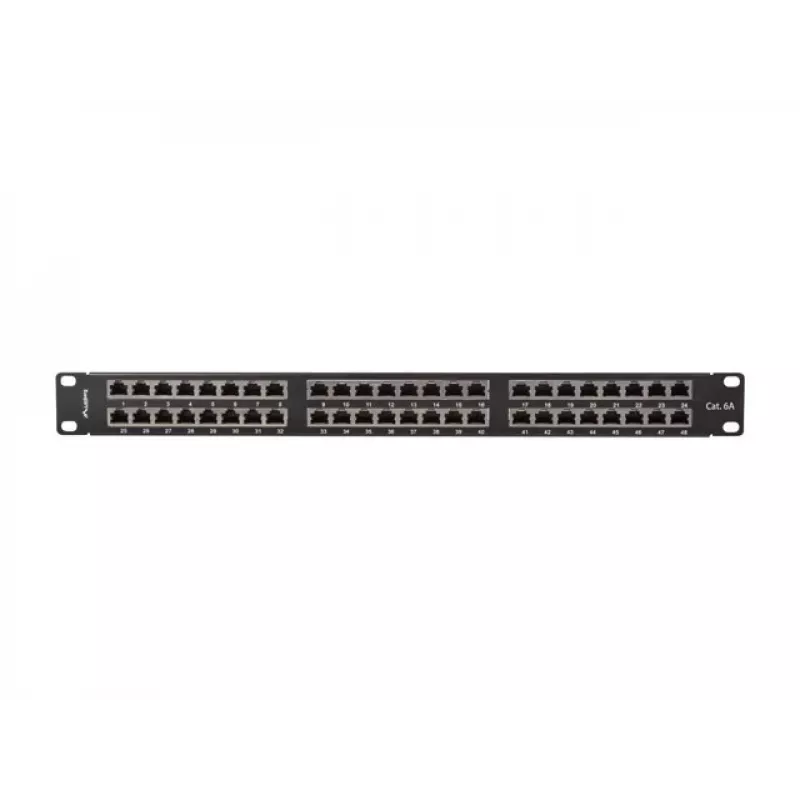 PATCH PANEL 48 PORT 1U 19 CAT6A FTP EKRANOWANY CZARNY LANBERG
