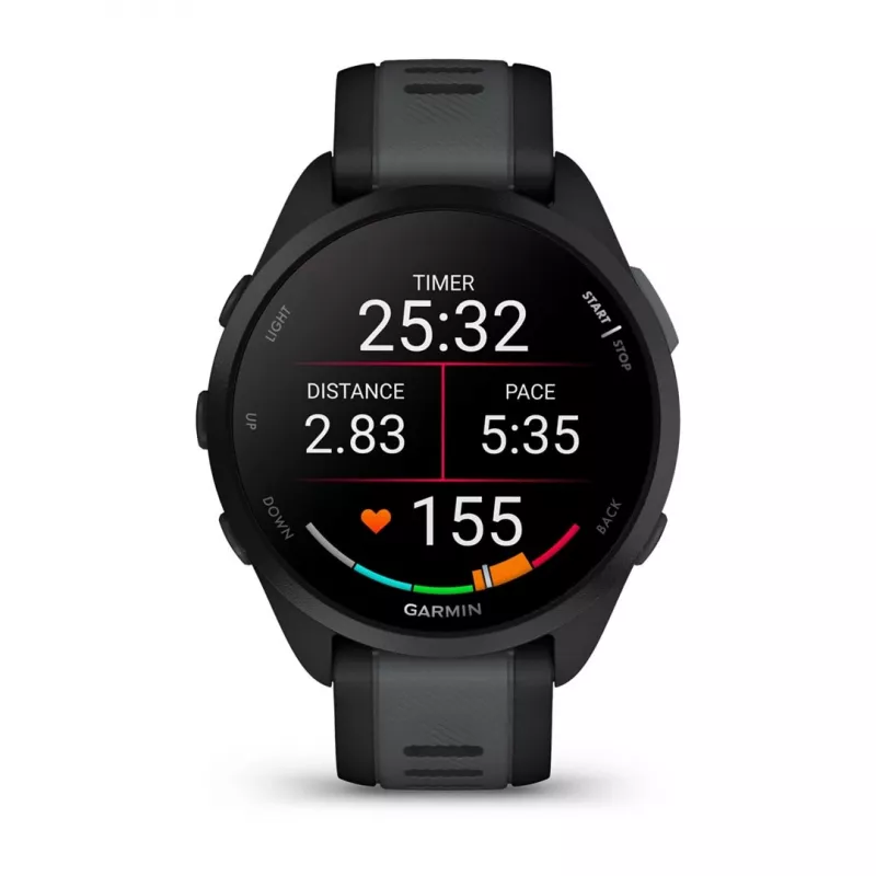 Garmin Forerunner 165 Music - Czarny - Zegarek sportowy z paskiem - Silikon - Łupkowy szary - Rozmiar nadgarstka: 126-203 mm - Wyświetlacz 3 cm (1.2) (010-02863-30)