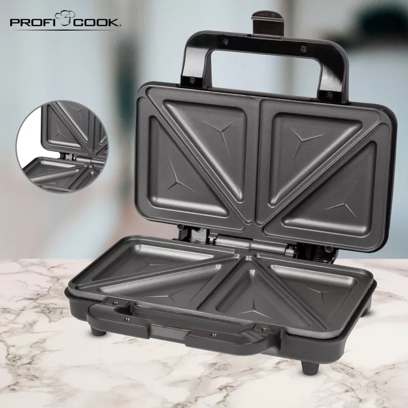 ProfiCook PC-ST 1092 - Sandwichmaker - 900 W - Stal nierdzewna/Czarny