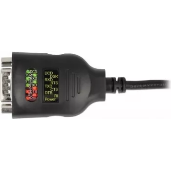 Adapter Delock USB Type-A na szeregowy DB9 z testerem RS-232 z 9 diodami LED - Adapter szeregowy - USB - RS-232 x 1 - Czarny (90497)