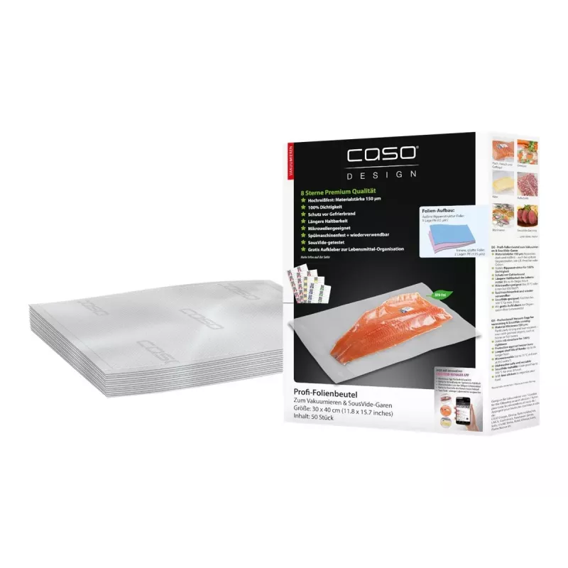 Caso | Worki foliowe | 01220 | 50 sztuk | Wymiary (szer. x dł.) 30 x 40 cm | Żebrowane