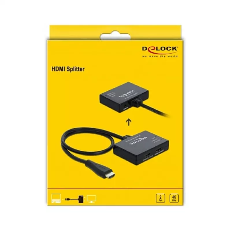 DELOCK HDMI Splitter 1 x HDMI in > 2 x HDMI out 4K 60 Hz