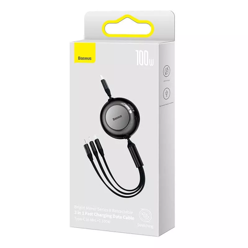 Kabel USB Baseus CAMJ010201 1.1m USB 3.2 Gen 1 USB C Micro USB-A Lightning Czarny
