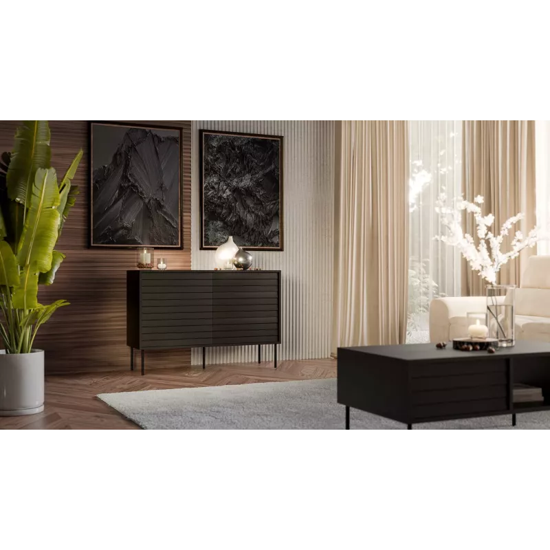Komoda cama meble CORTINA 1D3S 120x40x81 cm, czarna, 3 szuflady, płyta wiórowa