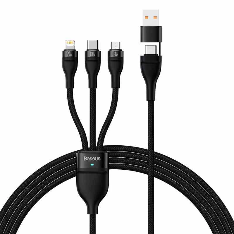 Kabel USB Baseus CASS030101 1.2m USB A/USB C USB C/Micro-USB B/Lightning Czarny