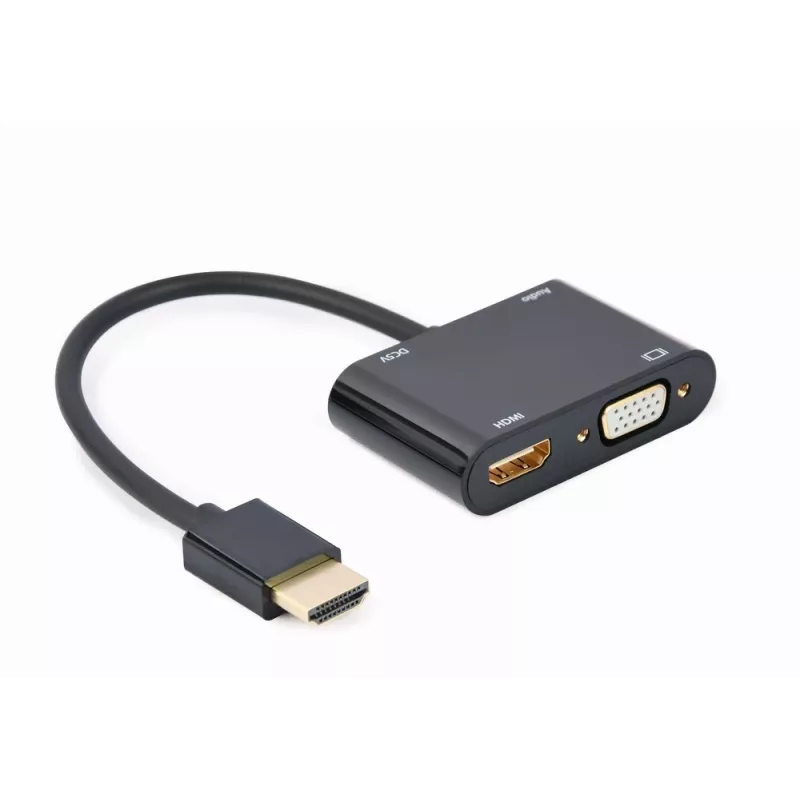 Adapter HDMI do VGA GEMBIRD A-HDMIM-HDMIFVGAF-01, wtyk HDMI, wyjście VGA, 0,15 m, czarny