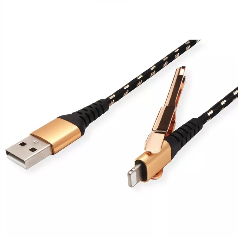 Kabel Lightning ROLINE 11.02.8923 1m czarno-złoty