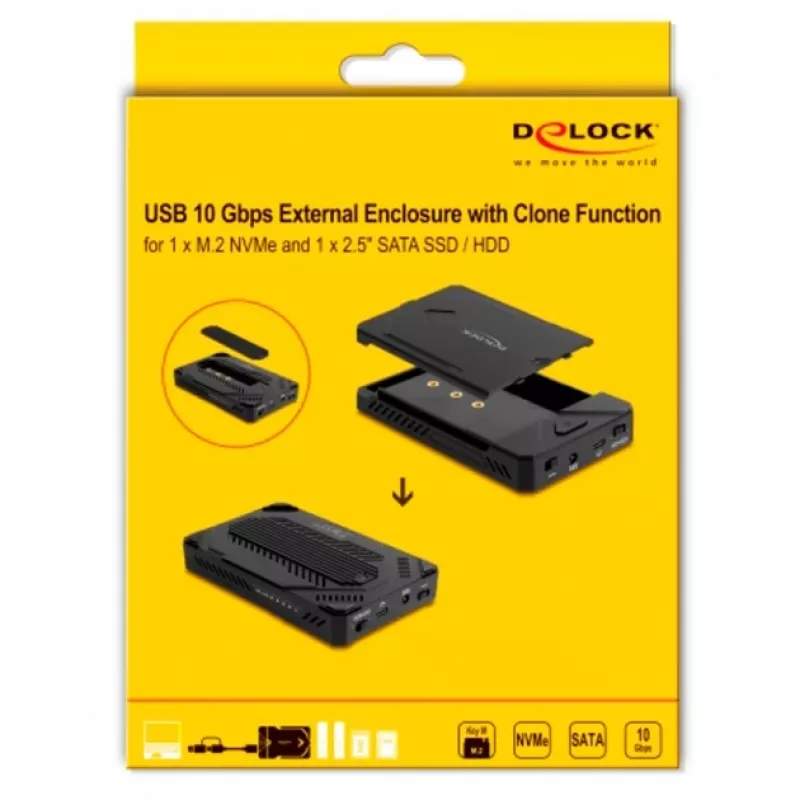 Obudowa HDD/SSD DeLOCK 42020 Czarna 2,5 cala USB Type-C 10 Gbit/s
