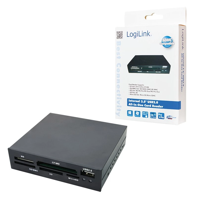 LogiLink CR0012 Czytnik kart USB 2.0 wewnętrzny Czarny