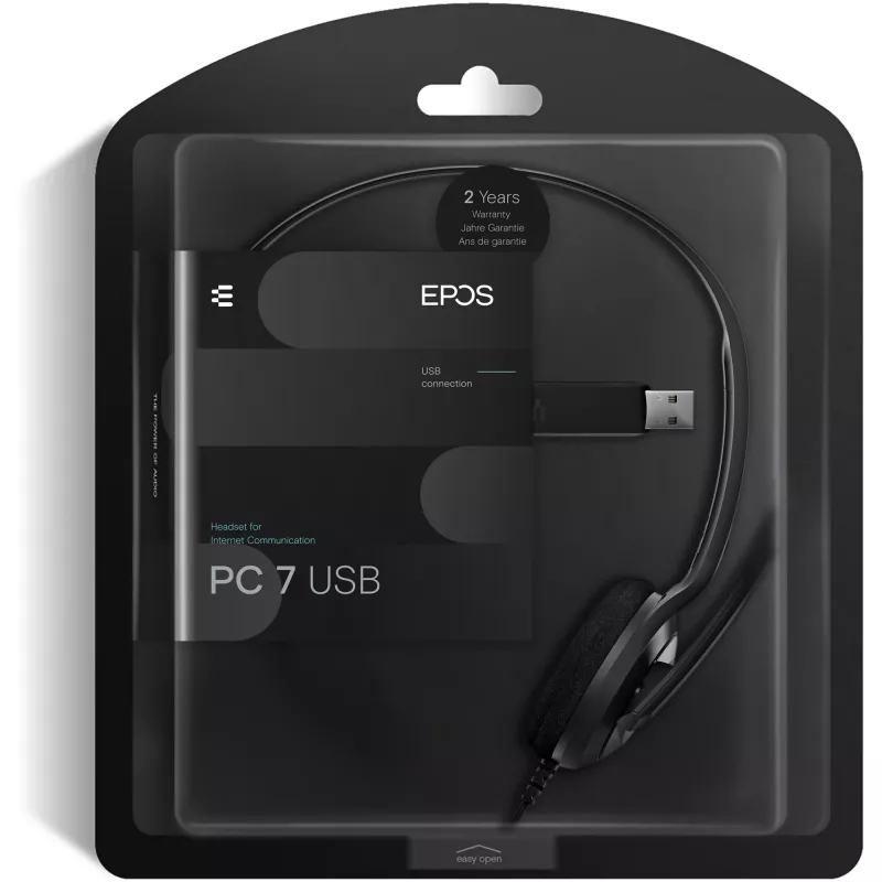 Sennheiser PC 7 USB Headset Słuchawki przewodowe na pałąku do biura/centrum telefonicznego USB Type-A Czarny