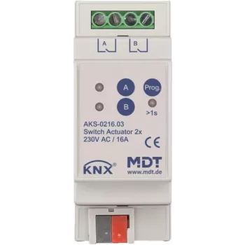 Siłownik przełączający MDT technologies 2-kanałowy 2TE REG, 16A, 230VAC AKS-0216.03 (AKS-0216.03)