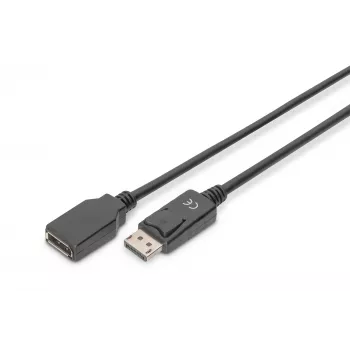 Digitus ASSMANN - Przedłużacz DisplayPort - DisplayPort (M) - DisplayPort (W) - 2 m (DisplayPort 1.2) - Formowany - Czarny (AK-340200-020-S)