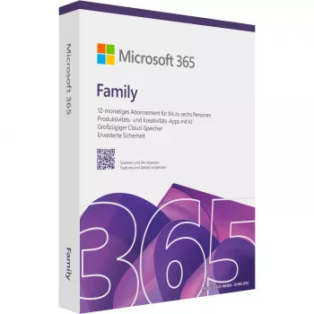 Microsoft 365 Family Box Pack 1 year Up to 6 people Android iOS Windows MacOS