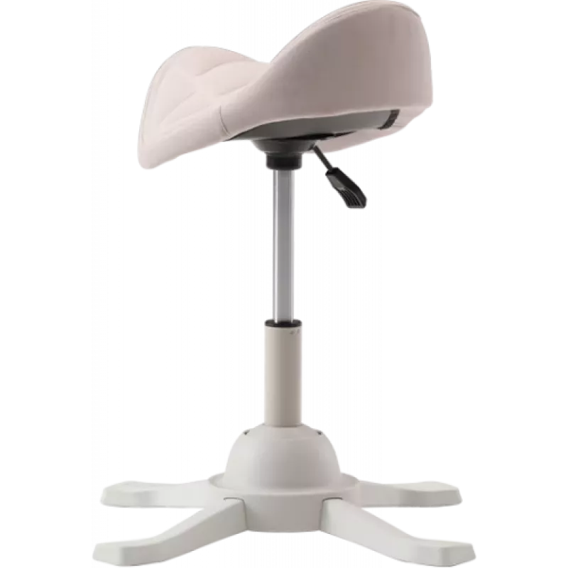 Stołek balansowy ergonomiczny Up Up Toronto biały, tkanina Ivory, dłuższy podnośnik gazowy