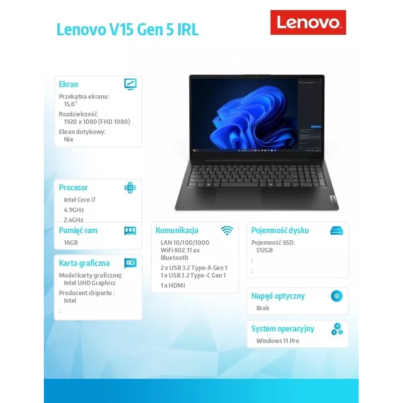 Laptop Lenovo V15 G5 15,6 cala i7-13620H 16 GB 512 GB