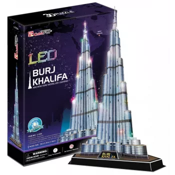 CubicFun L133H puzzle 3D Burj Khalifa (Light), 136 elementów, podświetlane LED