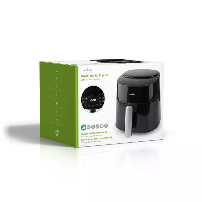 Frytkownica powietrzna Nedis KAAF160BK z pojedynczym koszykiem 4.2 L 1300 W Czarny