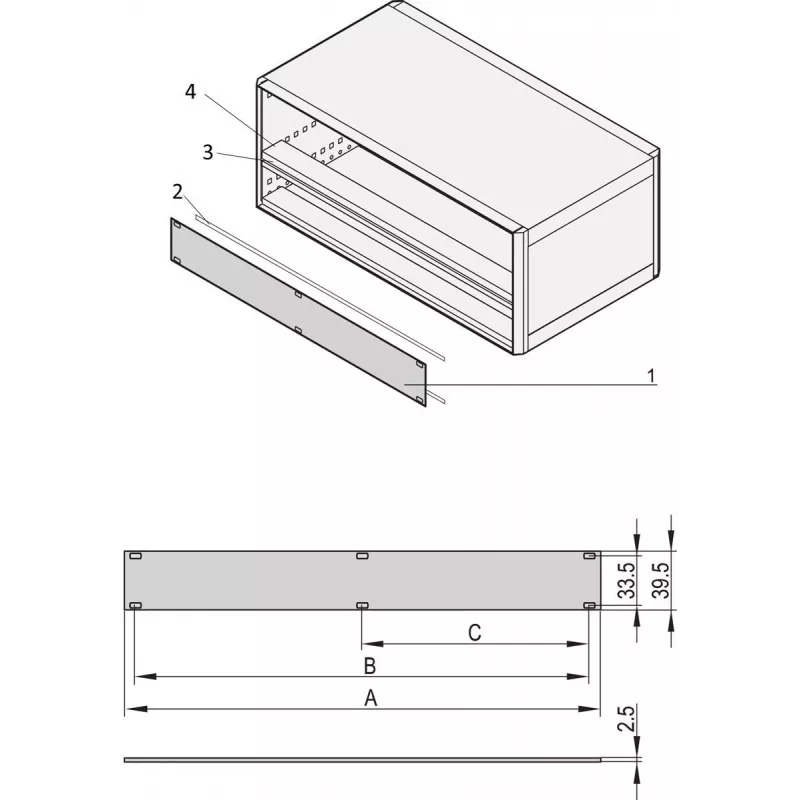 SCHROFF PART.FRONT PANEL 1U 84HP - Akcesorium do szafy (20850426)