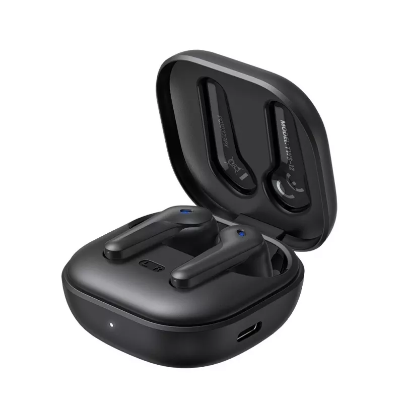 Zestaw słuchawkowy douszny TWS SAVIO TWS-12, Bluetooth 5.3, wbudowany mikrofon, czarny