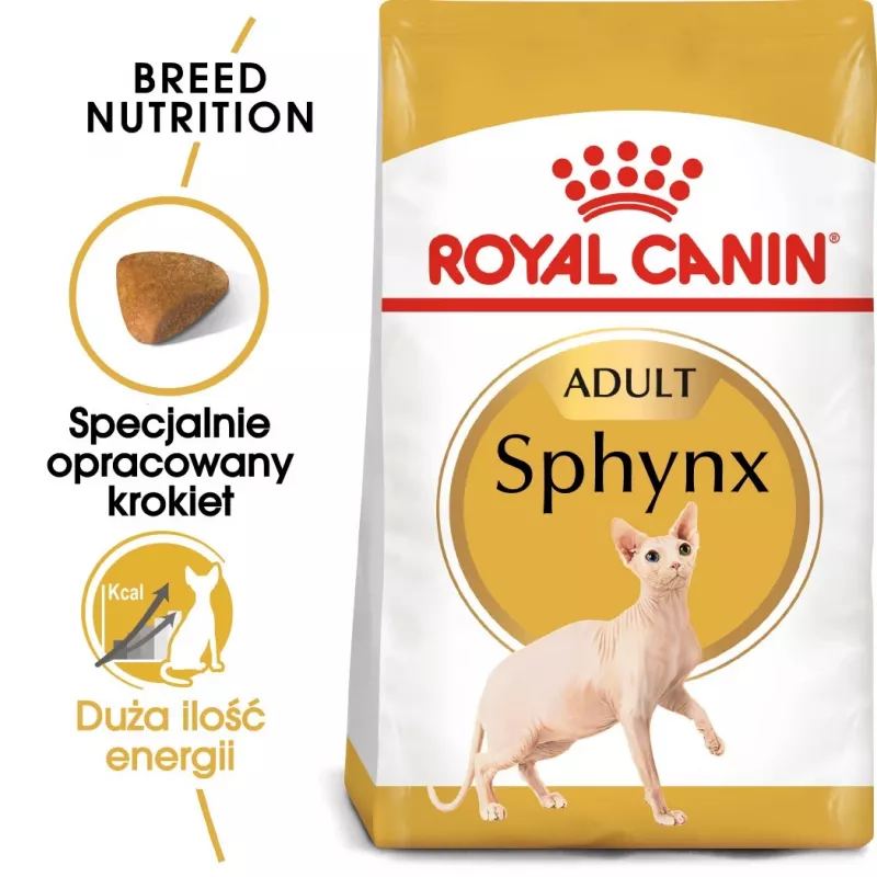 Sucha karma dla kota Royal Canin Sphynx Adult 2 kg — smak wieprzowiny, 33% białka, 23% tłuszczu
