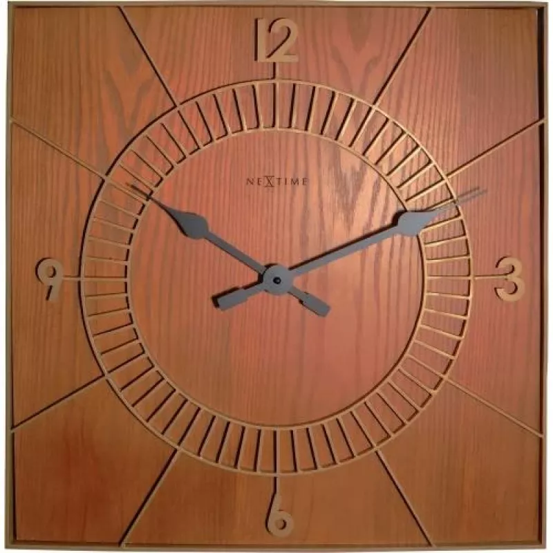 NeXtime klok 3112br Wood Square, 50x50 cm, Ścienny, Brązowy