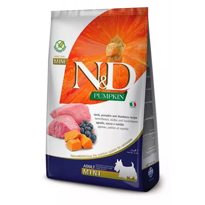 FARMINA N&D Pumpkin Lamb & Blueberry Adult Mini - sucha karma dla psa - 2,5 kg