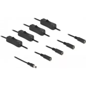 Kabel DC DeLOCK 86796 5,5 x 2,1 mm męski do 4 x żeński z przełącznikiem 1 m
