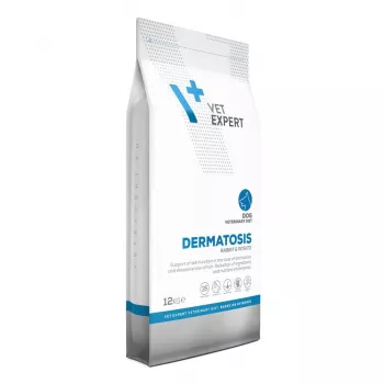 Sucha karma dla psa VETEXPERT Dermatosis Rabbit & Potato 12 kg — dieta weterynaryjna wspomagająca skórę, białko 26%, tłuszcz 15%