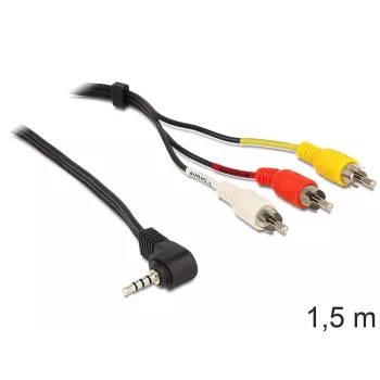 Adapter kabla wideo DeLOCK 84504 1,5 m 3,5 mm 3 x RCA czarny