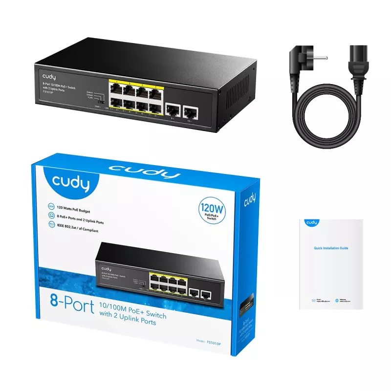 Przełącznik sieciowy Cudy FS1010P Fast Ethernet (10/100) Power over Ethernet (PoE) Czarny
