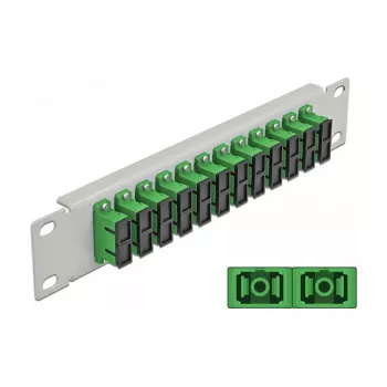 Patchpanel światłowodowy DeLOCK 10 cali 12 portów SC Duplex zielony 1U szary
