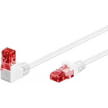 Goobay CAT 6 kabel krosowy 1x 90° angled, U/UTP, biały, 10 m - latch tab top, CCA miedź Mix (51526)